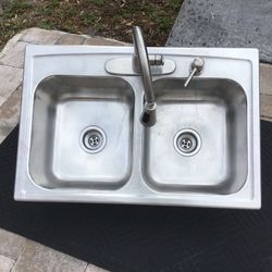 Kohler Stainless Steel Double Sink and Faucet