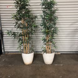 2 Fake IKEA Bamboo Plants WITH Planter Bucket