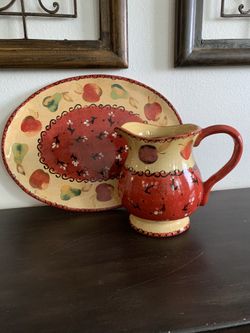Ceramic pitcher and platter