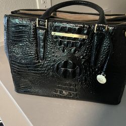 ✨ Brahmin Black Croc Satchel – Like New! ✨