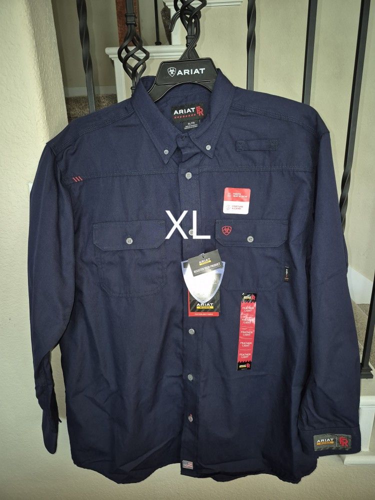 ARIAT FRC GLEN GUARD FEATHER LIGHT WEIGHT NAVY BLUE BUTTON UP SHIRT
