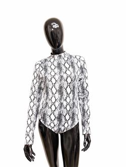 Eye Candy Black & White Snake-Print Long Sleeve Bodysuit
