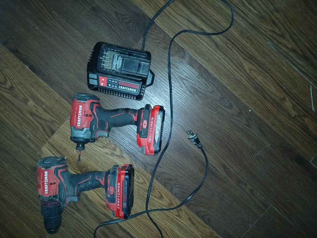 Craftsman 20v Drill And Impact Combo With Charger And 2 Batteries