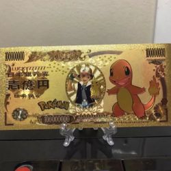 24k Gold Foil Plated Charmander (Pokémon) Banknote