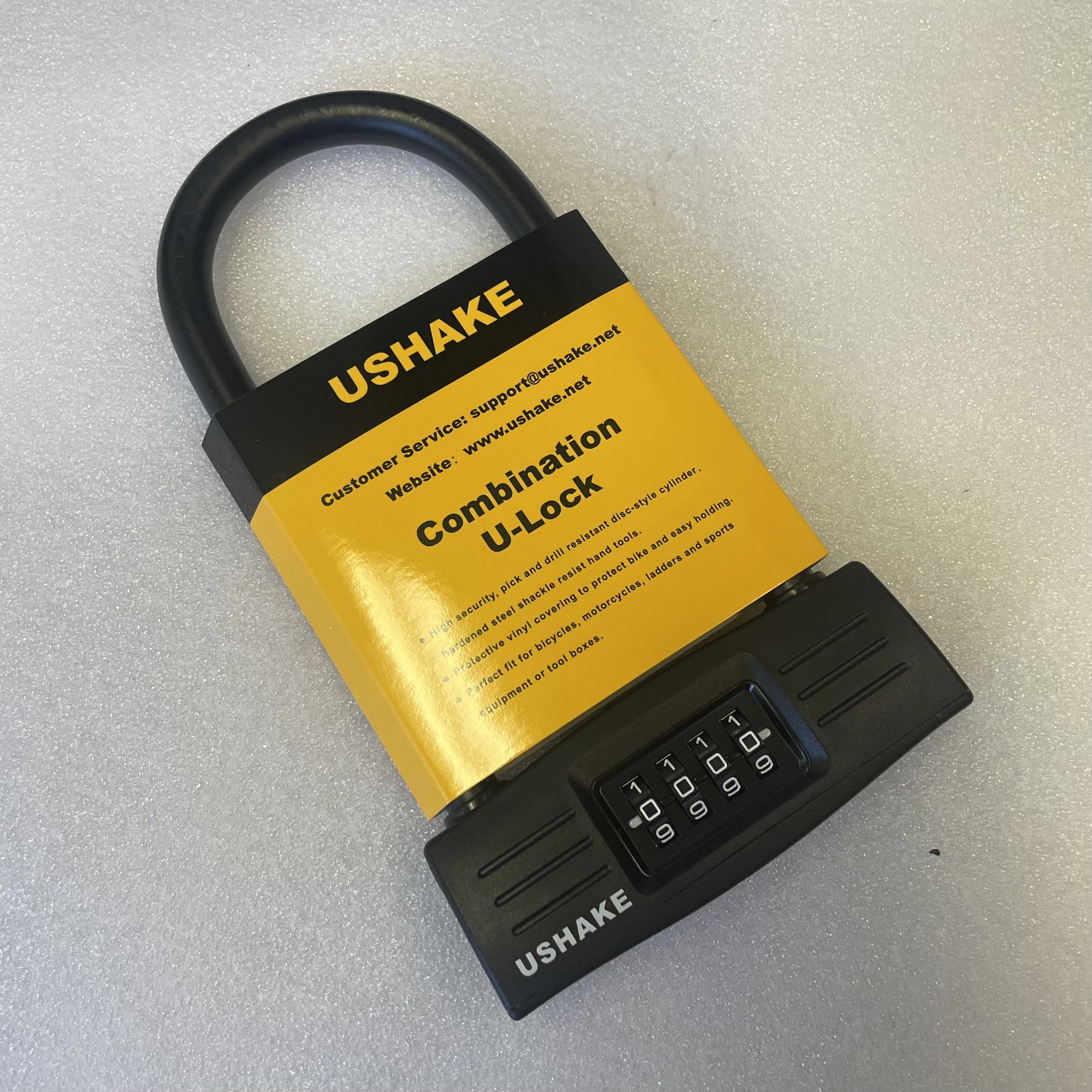 USHAKE Bicycles U Lock, Heavy Duty Bike Lock Scooter Motorcycles Combination Lock Combo Gate Lock for Anti Theft