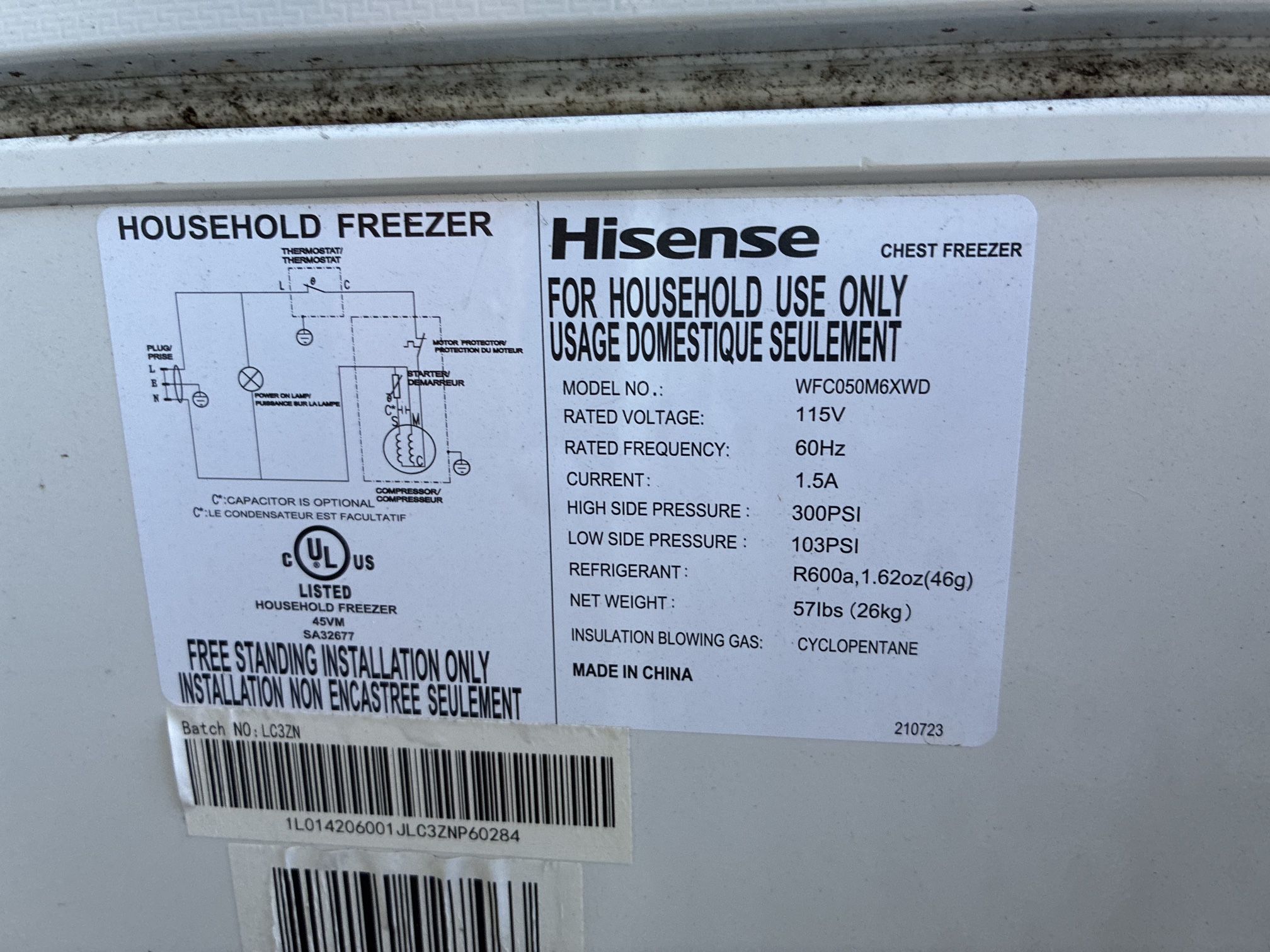 NEW Hisense 5.0 Cuft Chest Freezer