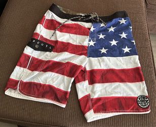 Rip Curl Board Shorts Mens size  33 USA Flag Patriotic  Swim Trunks