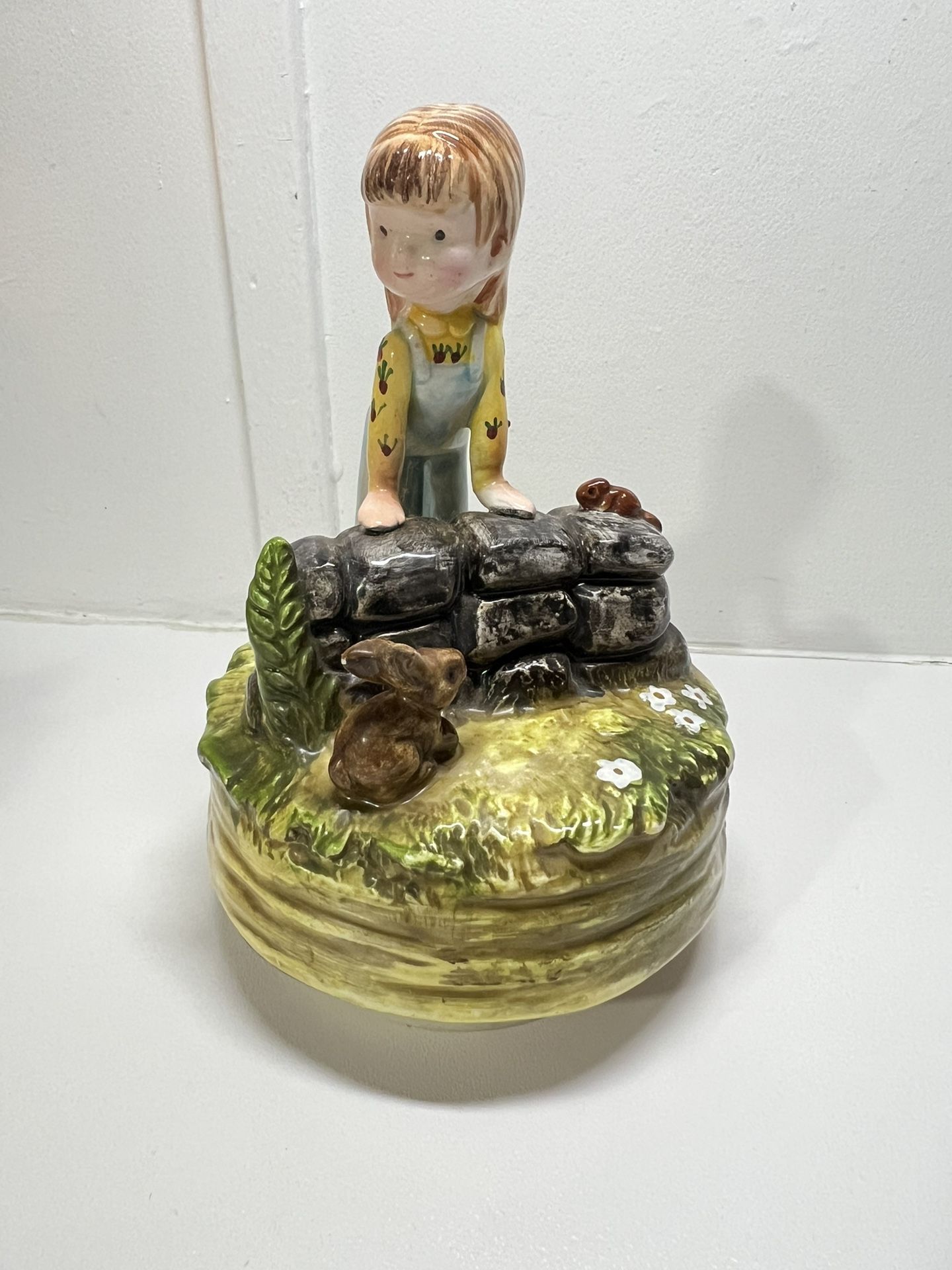 Vintage SCHMID Music Box Rosalind Welcher Porcelain Panda Prints Good Time 1975