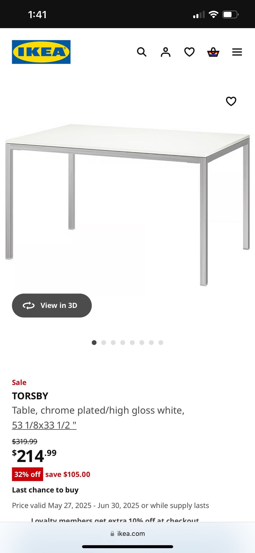 Ikea Chrome Dinning Table