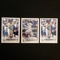 2022 TOPPS UPDATE SERIES JULIO RODRIGUEZ US44 US97 ROOKIE CARD LOT OF 3 MARINERS