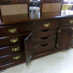 12 Drawer Dresser Solid Wood With Double Mirrors