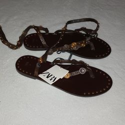 Zara Woman's Leather Sandals 