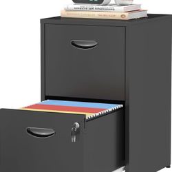 2 Drawer File Cabinet with Lock,Black Small Filing Cabinet for Home Office, Metal Vertical File Under Desk Cabinets for A4/Letter,Assembly Required