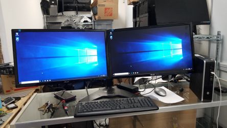 HP MINI DESKTOP WITH 2 ASUS 24' MONITORS