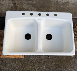 Cast iron double sink