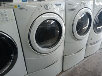 Whirlpool Duet front load washer and dryer set on pedestals - Free delivery