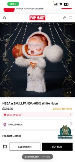 POP MART MEGA SKULLPANDA 400% White Moon Figure