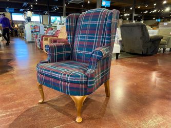 BERNHARDT Wingback Plaid Library Club Accent Chair