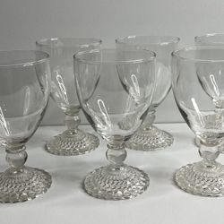 Vintage Clear Goblets Lot Of 6, 5-1/2”