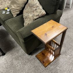 Vintage Pine Side Table With Magazine Rack