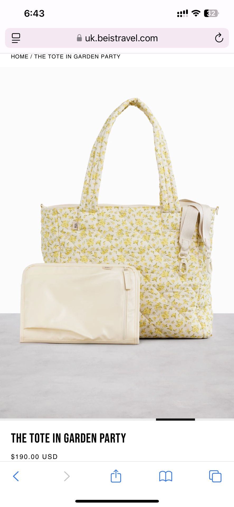 BÉIS Diaper Bag “The Tote in Garden Party”