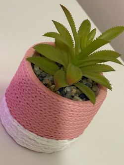 Fake Succulent in Pink Woven Planter