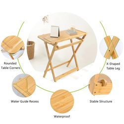 New Bamboo Table Foldable Portable Tray Table TV Desk for Living Room Kitchen Laptop Computer Stand Workstation 