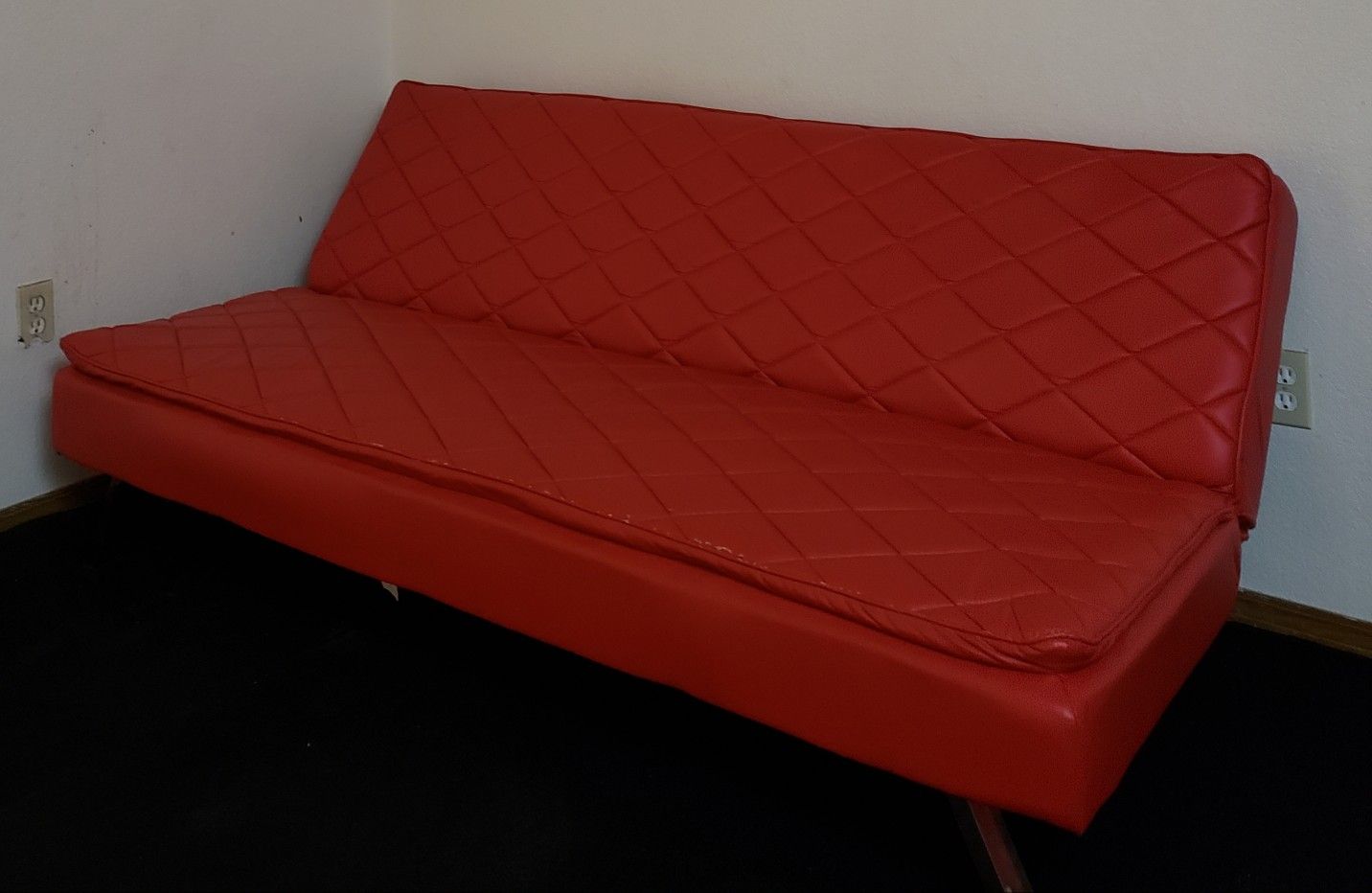 Futon red synthetic leather great condition