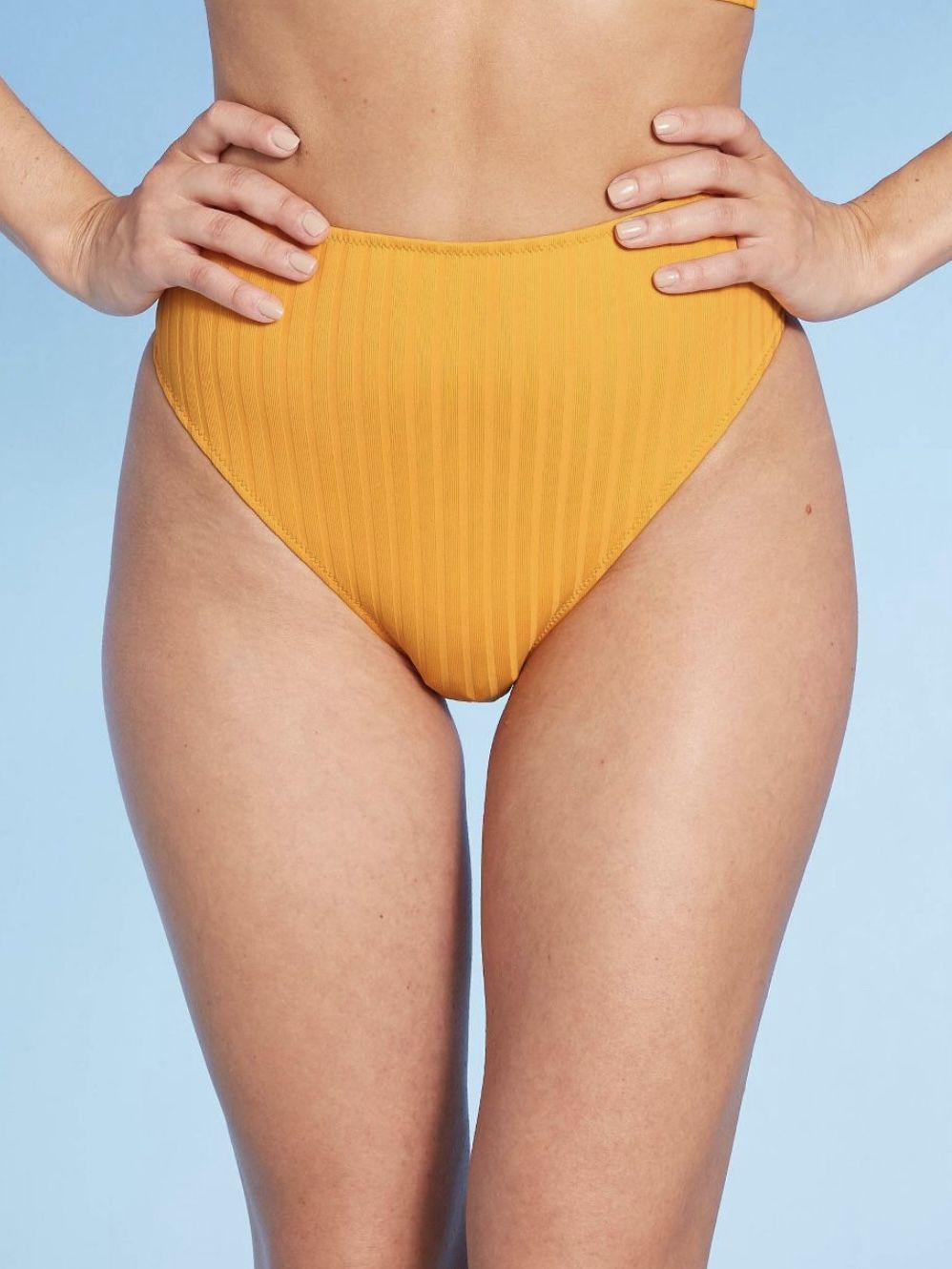 Woman’s High Leg High Waist Cheeky Bikini Bottoms