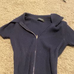 Blue Zip Up Shirt Cute For A Night Out Or Anywhere