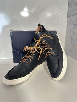 #2743 Polo Ralph Lauren Tedd Black Leather Hi Fashion Sneakers Men's Sz 12D