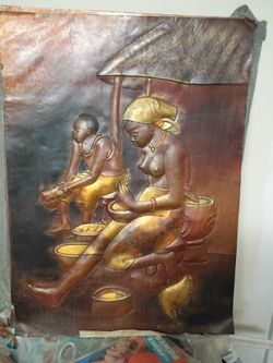 African Copper Relief Wall Art Panel