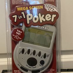 New Mega Screen 7 In 1 Poker Hand Held Video Electronic Game NEW Sealed! NWT