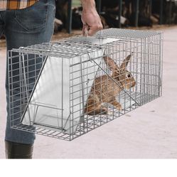 Live Animal Cage Trap 32" X 12.5" X 12" w/Iron Door Steel Cage Catch Release Humane Rodent Cage 