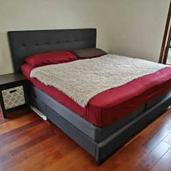✨Brand New Grey Fabric King, Queen, Full, Twin Size Bed Frame - Mattress + Box 