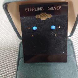 Sterling Silver Blue Lab Earrings 3mm