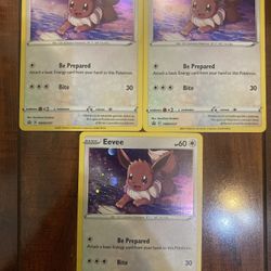 Pokemon Eevee SWSH127 Black Star Promo Cosmo Holo Lot of 3 HP/Damaged