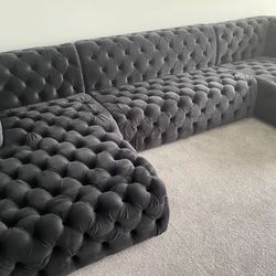 Cosmo Black Velvet Double Chaise Sectional / couch 