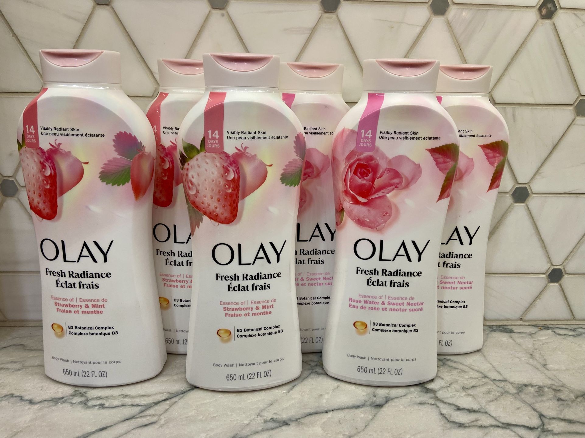 Olay Fresh Outlast Women's Body Wash, White Strawberry & Mint, or Olay Bodywash Rose Water and Sweet Nectar, 22 oz.