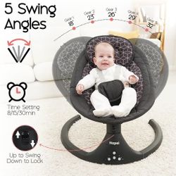 Baby Swings for Infants to Toddler, Electric Baby Swing and Infant Swings for Newborn, 10 Music with Remote Control and Bluetooth, 5 Swing Angles with