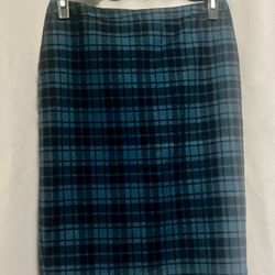 Bluish/Green Plaid Pencil Skirt 