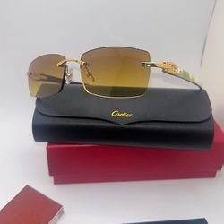 Cartier Sunglasses White Brown Buffs