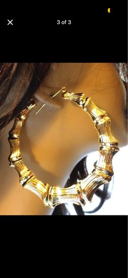 1 of 1 RARE Gold Bamboo Hoop earring mirror