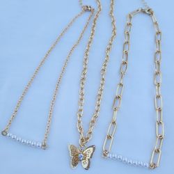 3 Gold Chain Necklace Set