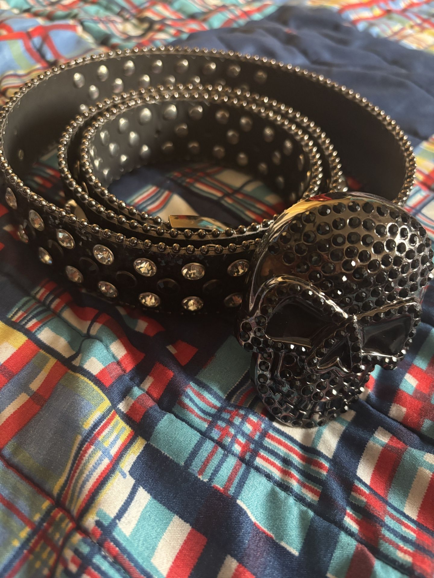 black and silver BB Simon belt