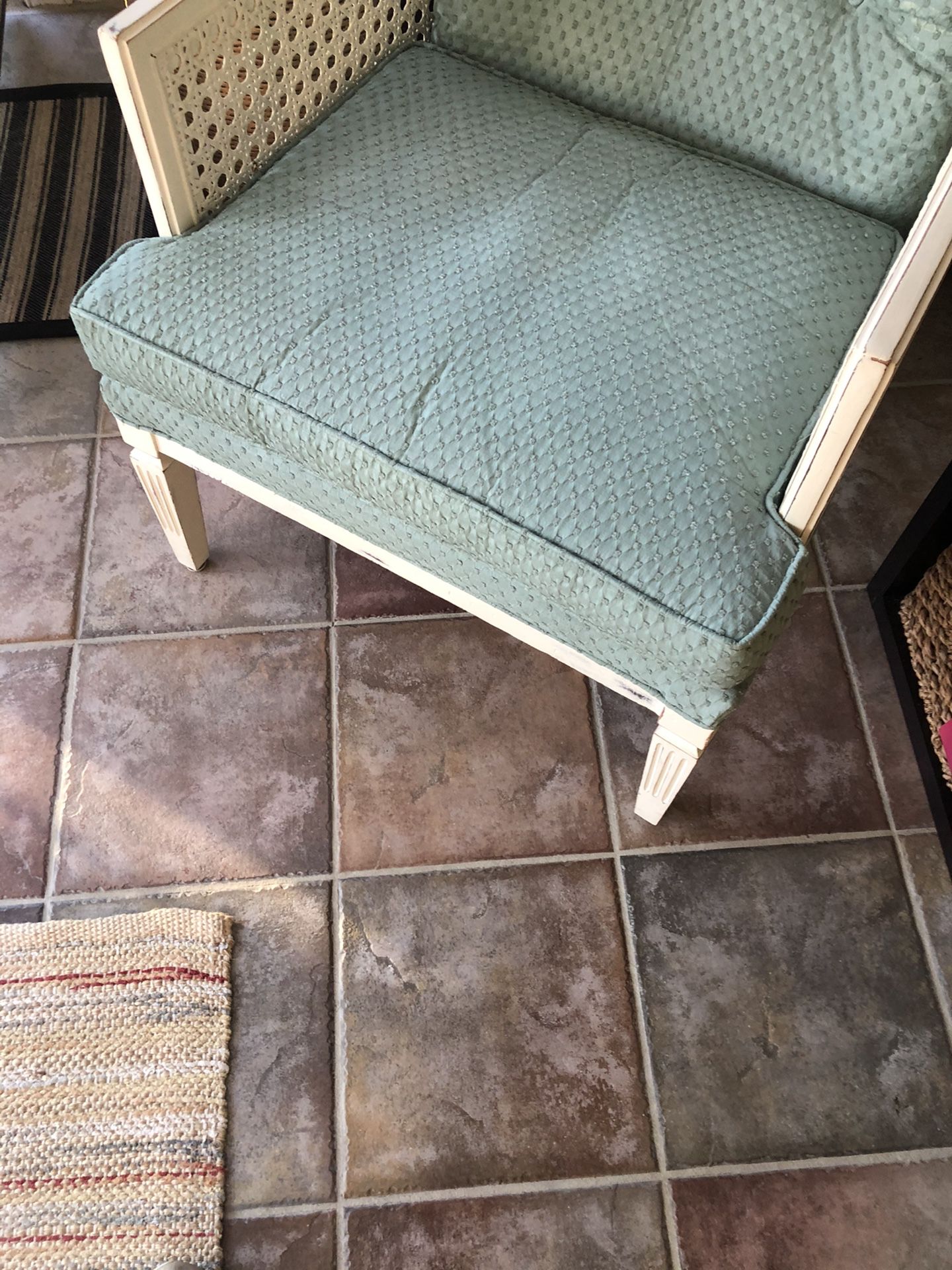 White Frame with Teal Cushions Chair 