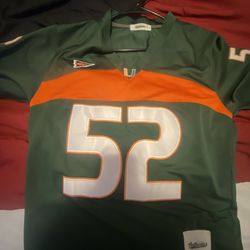 Ray Lewis 52 authentic stitching non of that BS: Miami Hurricanes football jersey