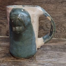 Antique Porcelain Face Sculpture Child Painted  Mug Vintage Unique 