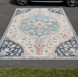 Vintage Vibrant Large Area Rug – Shades of Blue