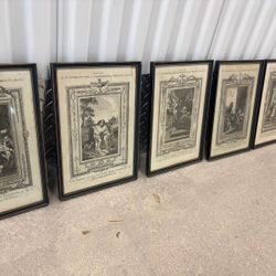 Five antique professionally framed etchings of the life of Christ. 14” x 10” $500 for all 
